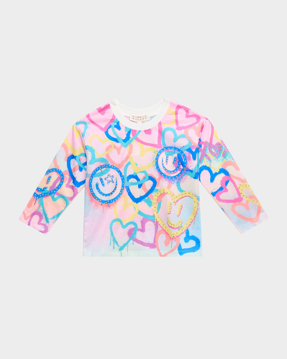 Hannah Banana Girl's Heart Graphic-print Sweatshirt In Multi