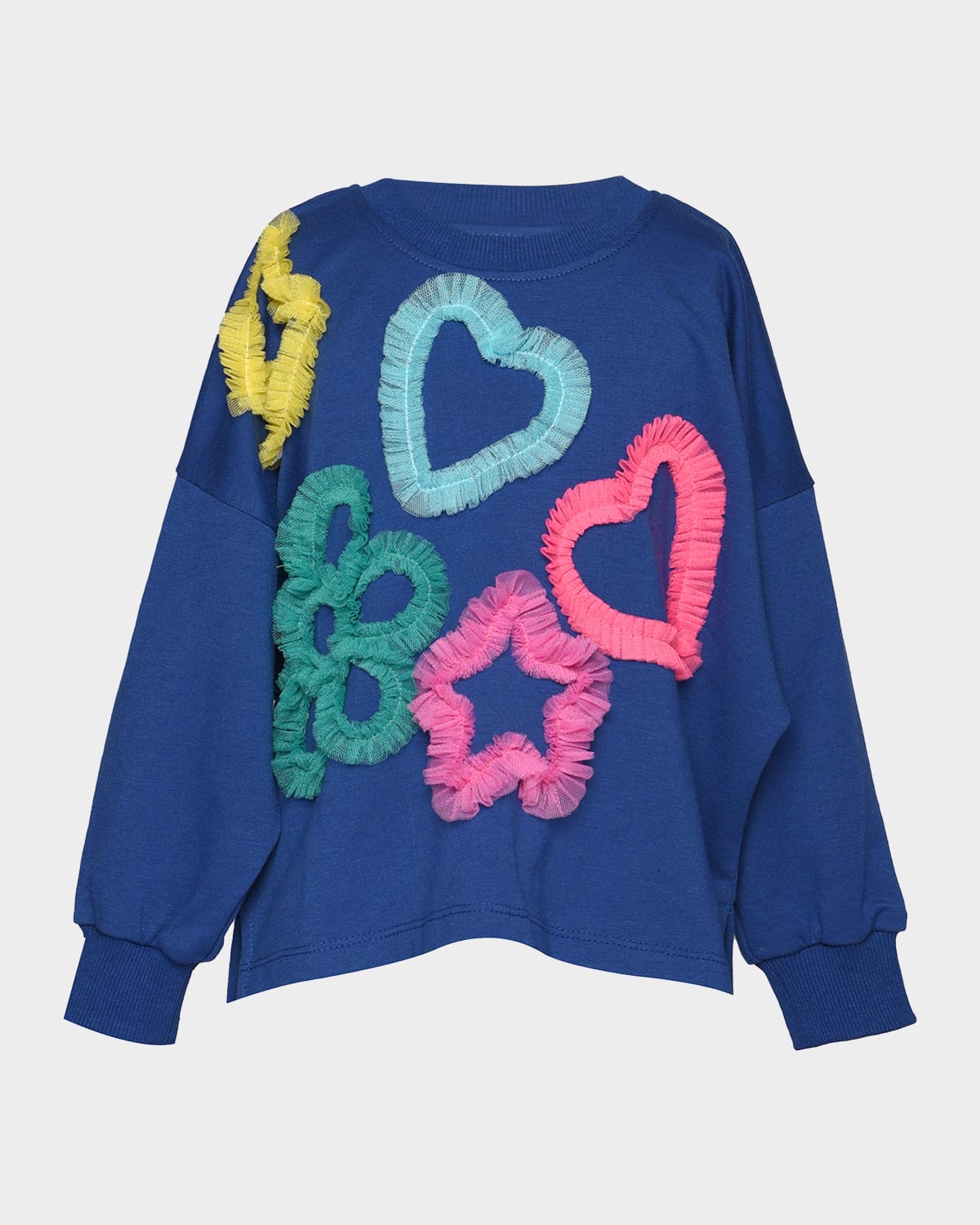 Hannah Banana Girl's Appliquéd Fleece Sweatshirt In Blue