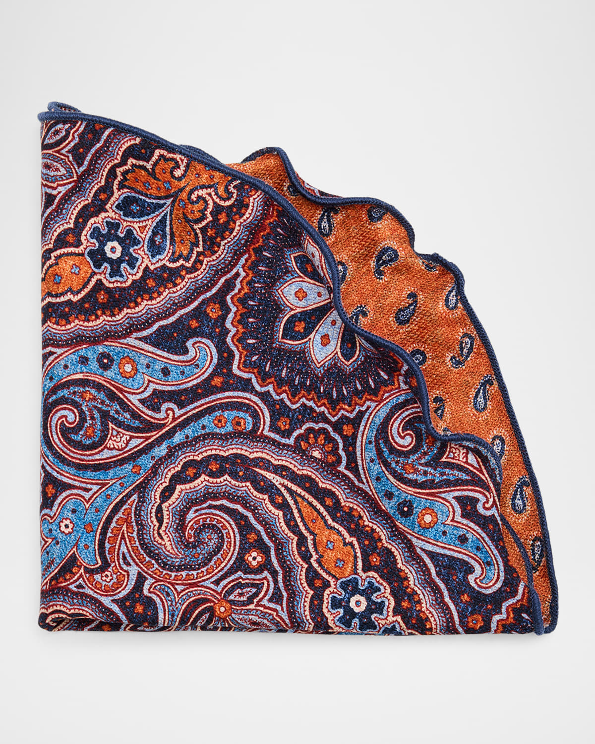 Edward Armah Men 's Reversible Paisley Silk Pocket Circle