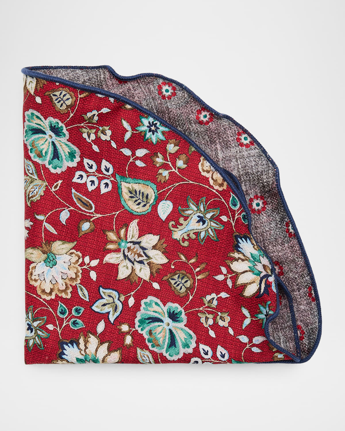 Edward Armah Men 's Reversible Floral to Geometric Silk Pocket Circle