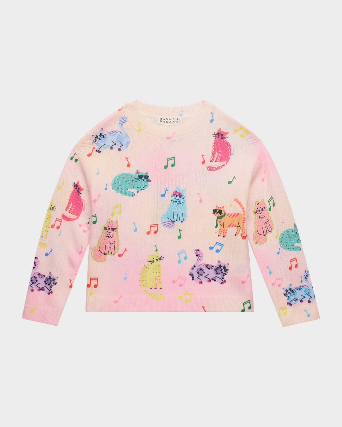 Hannah Banana Girl's Cat Gradient Sweater In Multi