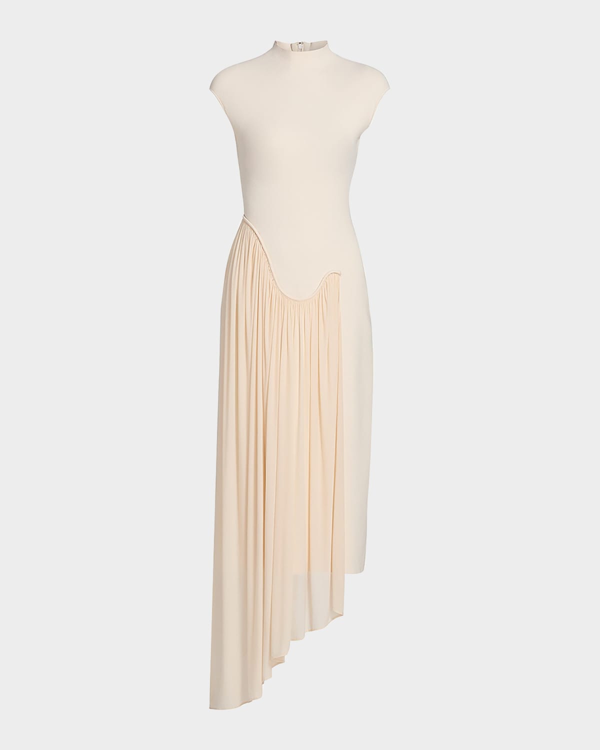 Et Ochs Francis Draped Compact Knit Midi Dress In Gray