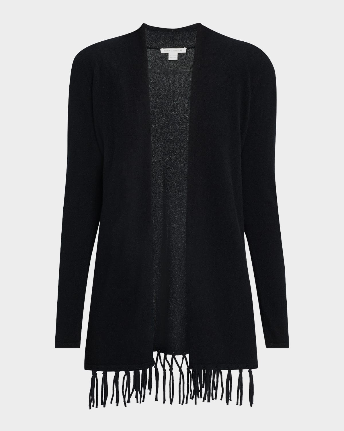 Sofia Cashmere Cashmere Fringe Cardigan In Black
