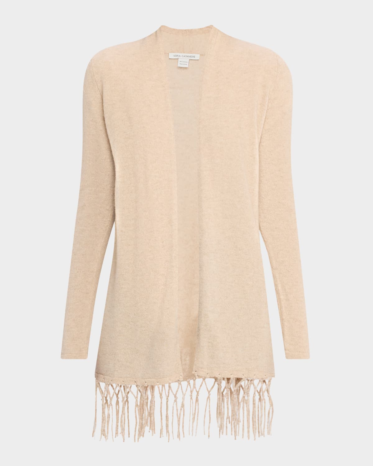 Sofia Cashmere Cashmere Fringe Cardigan In Neutral