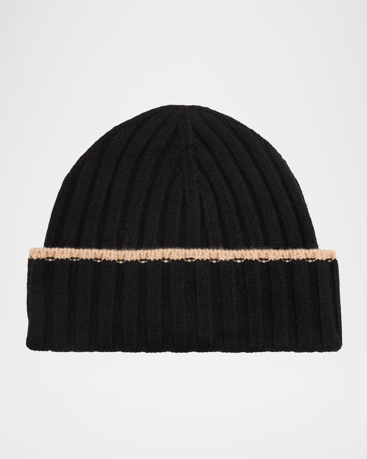 Sofia Cashmere Men's Cashmere Wide Rib Tipped Beanie Hat In Black