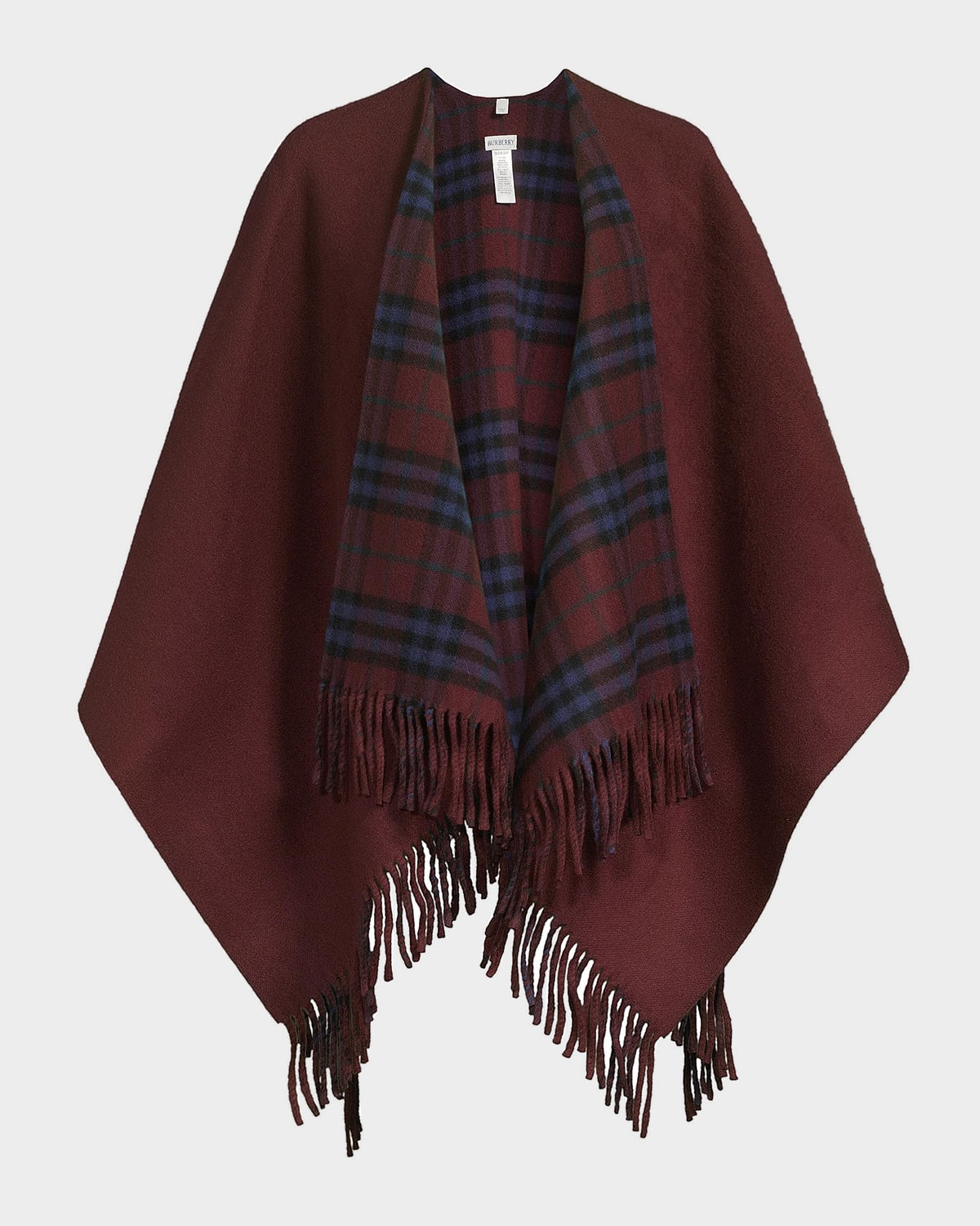 Burberry St. Charlotte Reversible Wool Cape In Burgundy