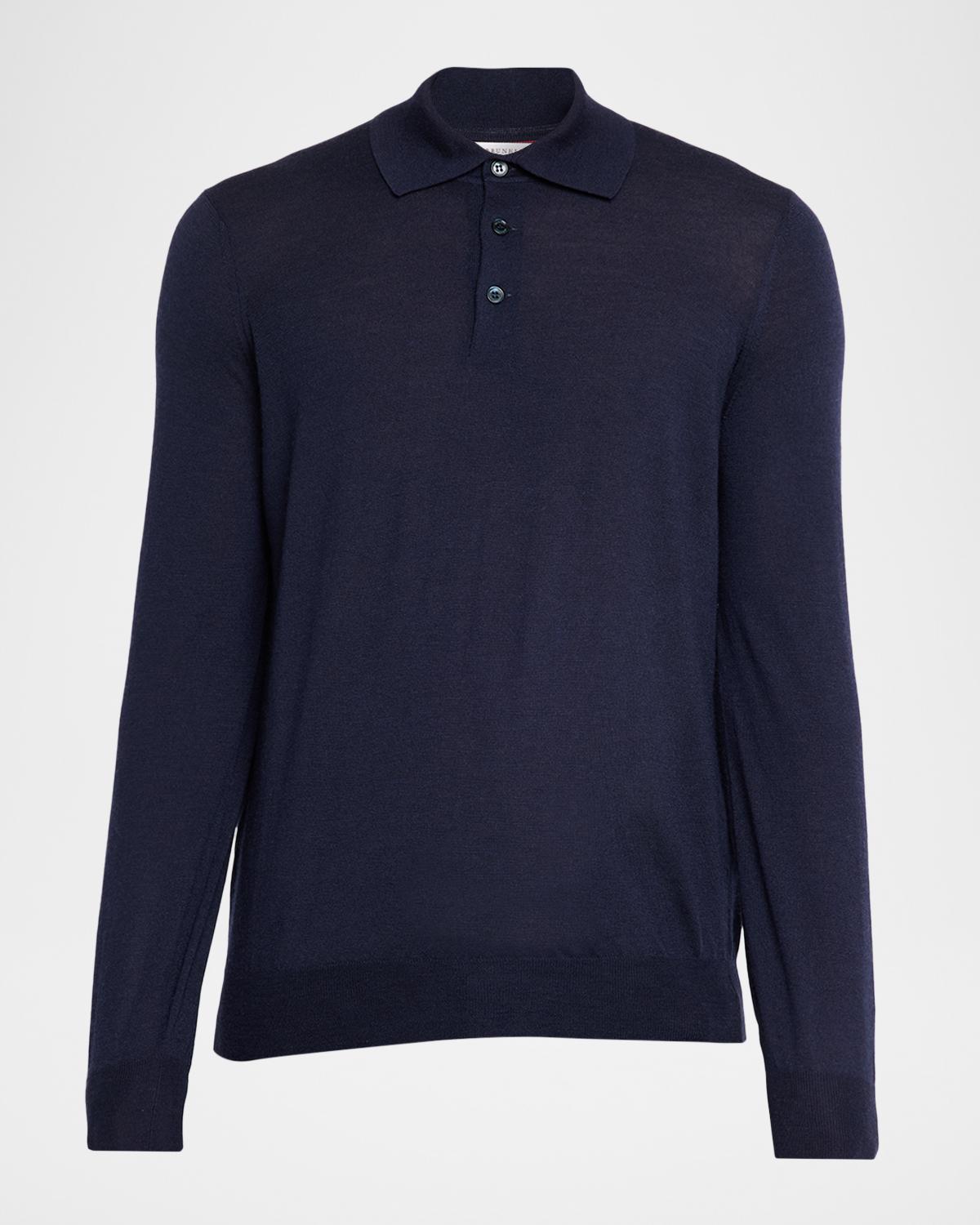Men's Fine Gauge Wool-Cashmere Polo Shirt
