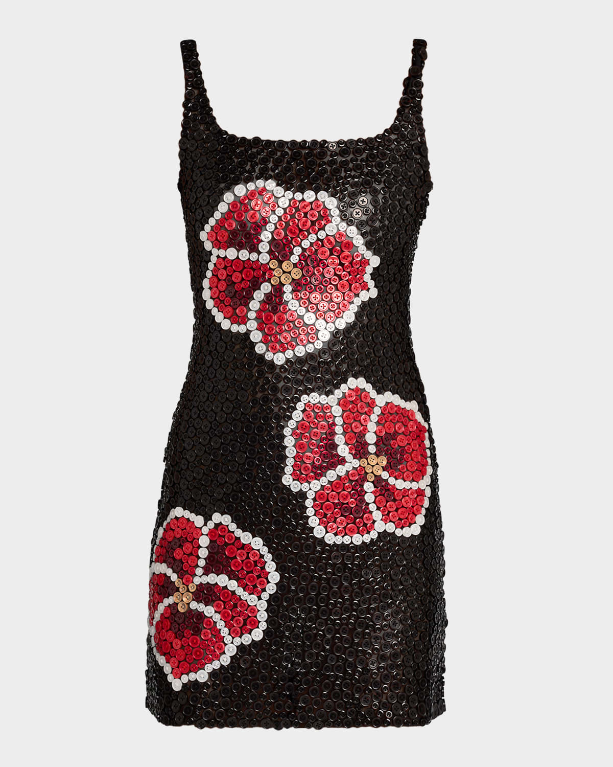Wynn Hamlyn Pansy Button Appliqué Mini Dress In Black