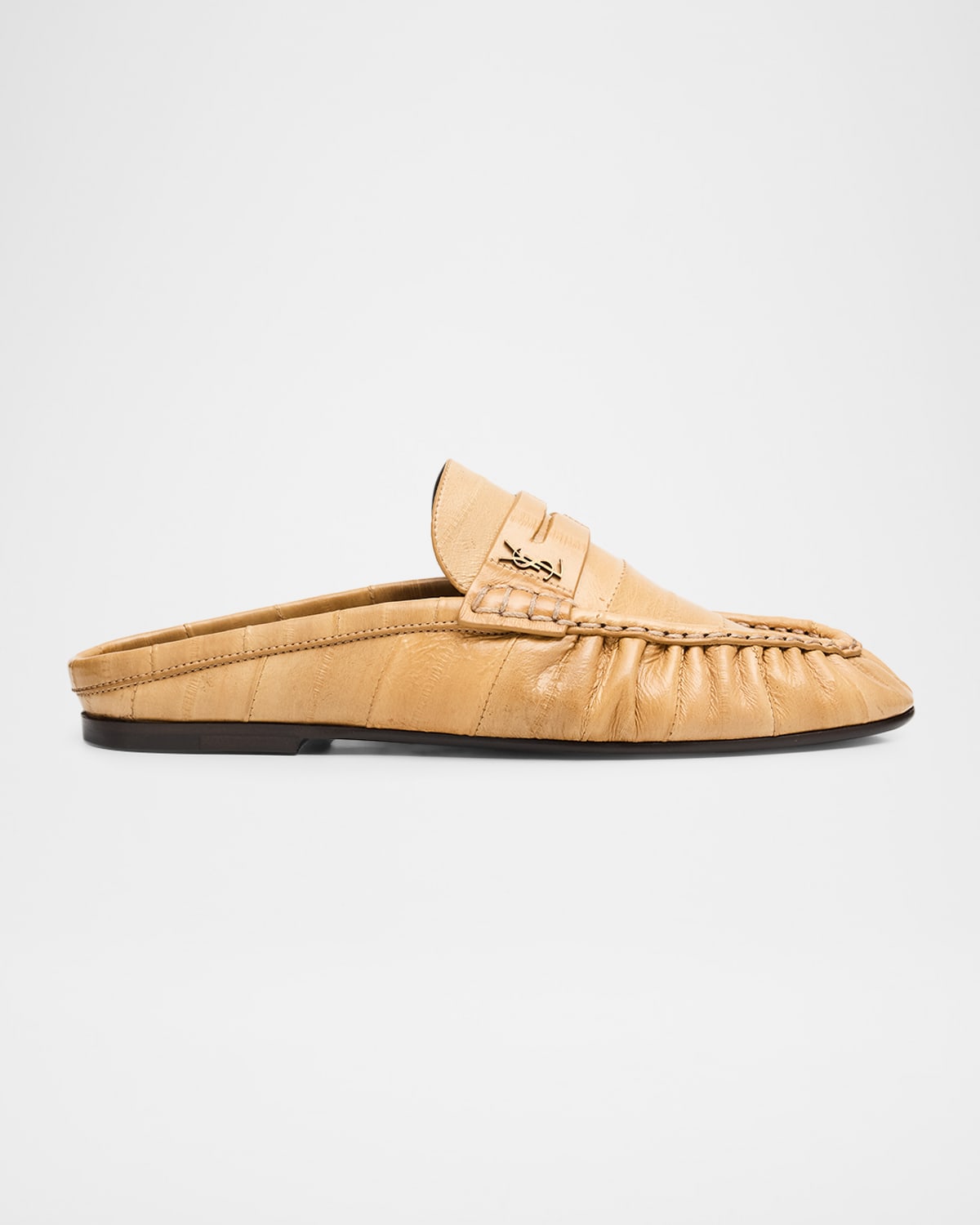 Saint Laurent Le Loafer Eel Leather Penny Loafer Mules In Sand