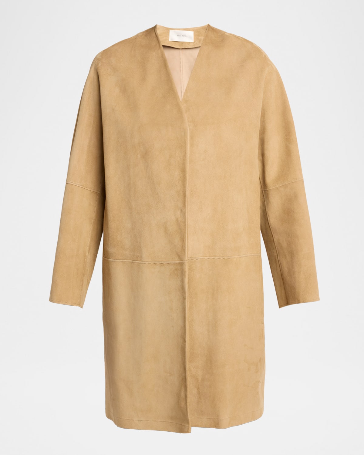 The Row Alarico Suede Open Coat In Neutral