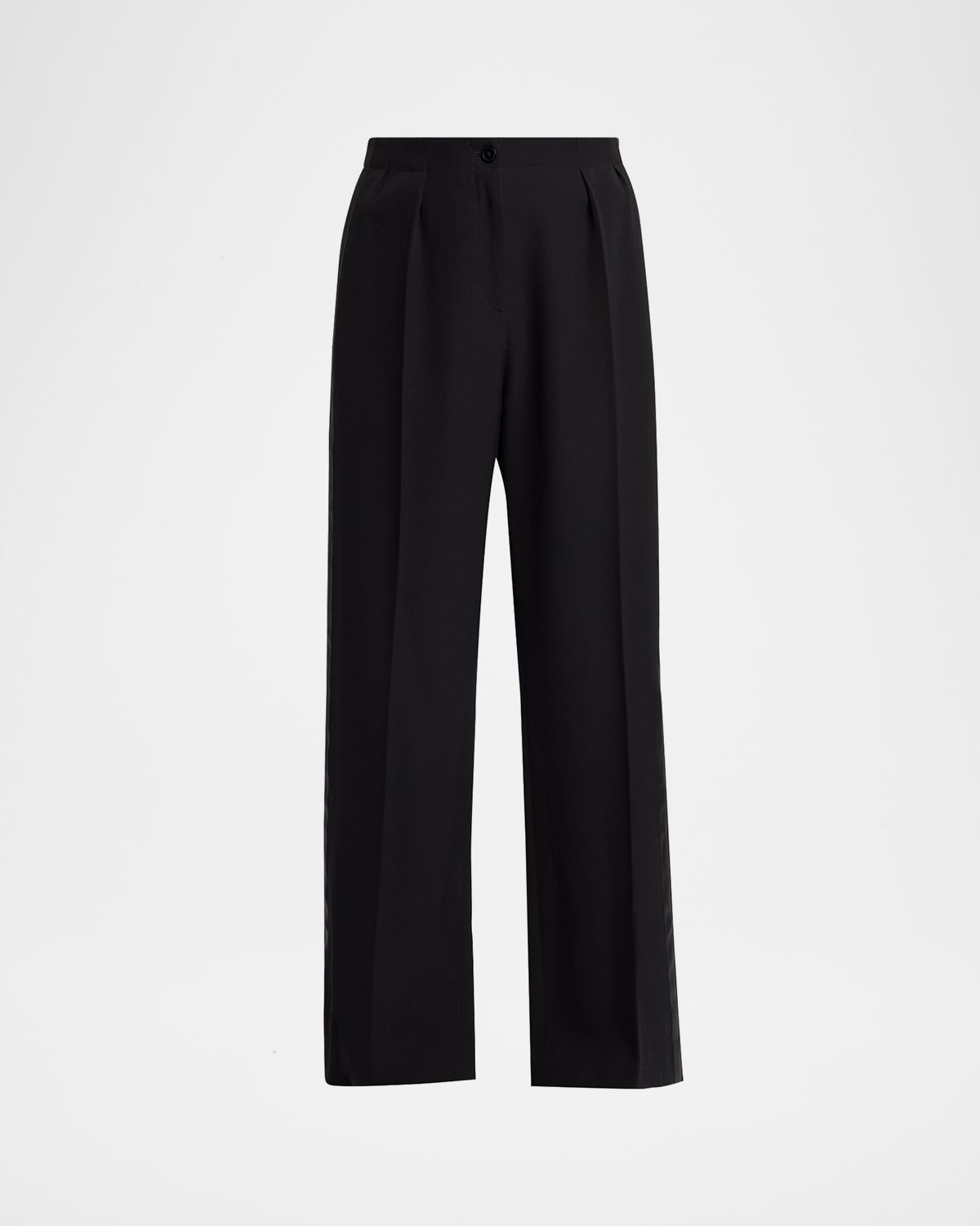 The Row Felicita Double Pleated Wide-leg Tuxedo Pants In Black