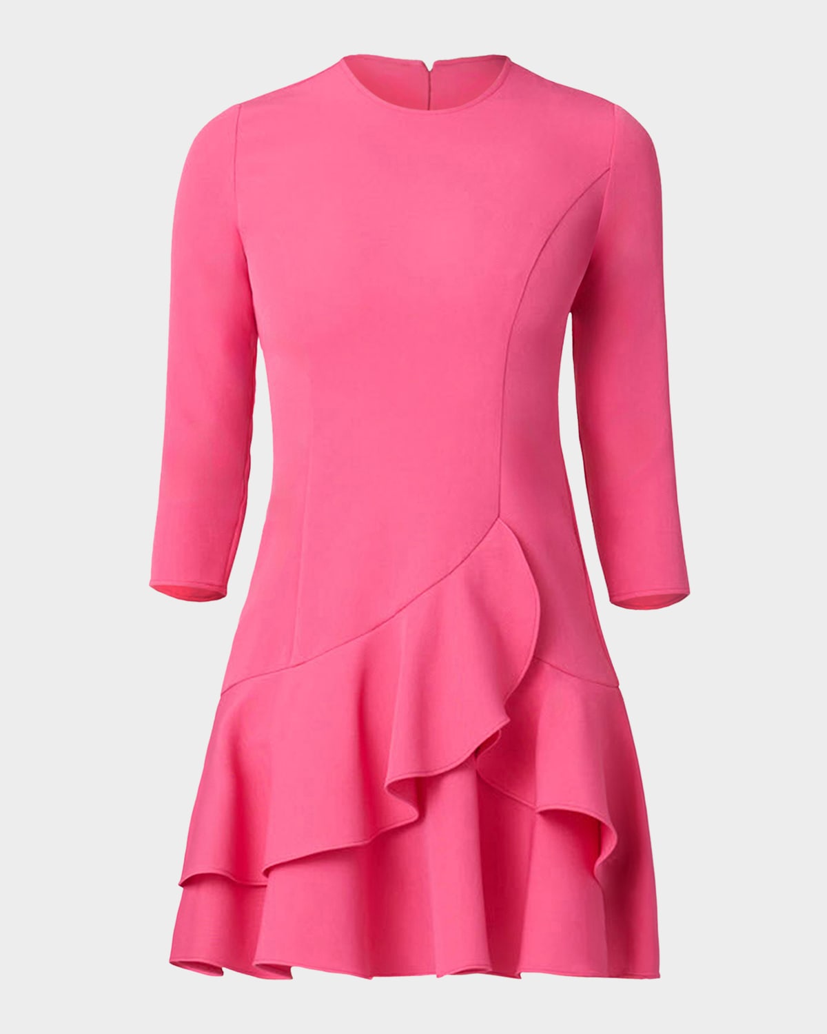 Shoshanna Nessa Ruffle-hem Stretch Crepe Mini Dress In Pink