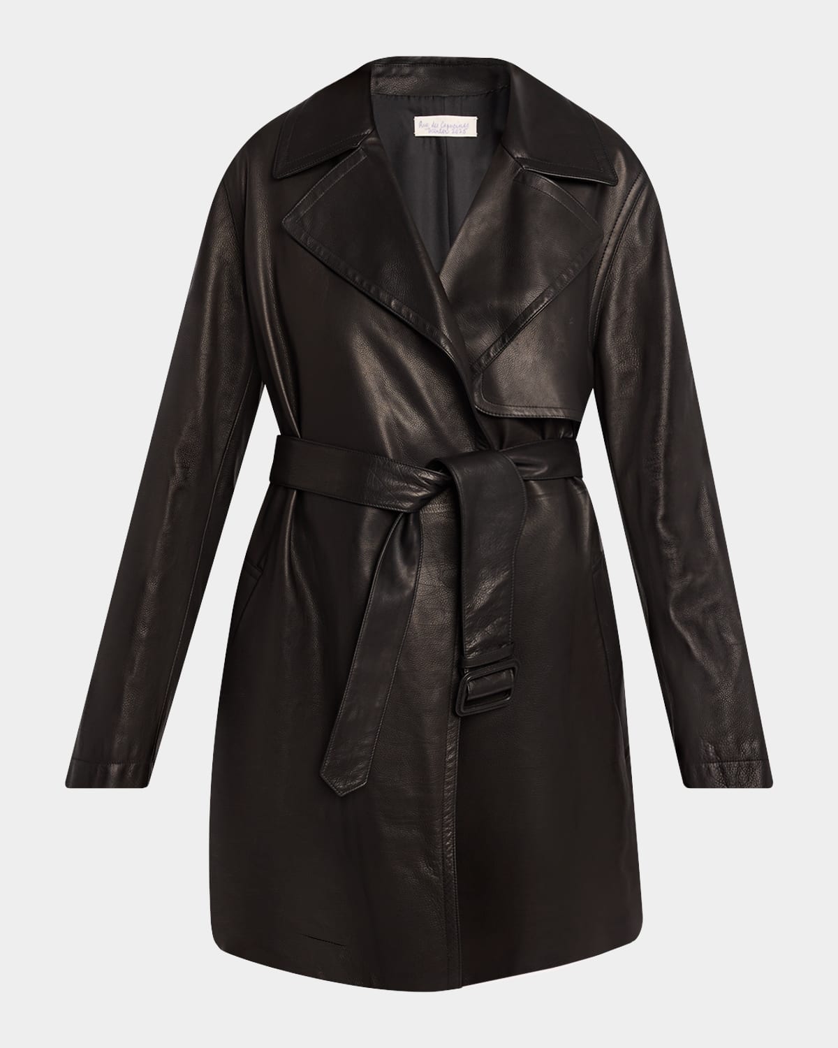 The Row Siempra Leather Wrap Trench Coat In Black
