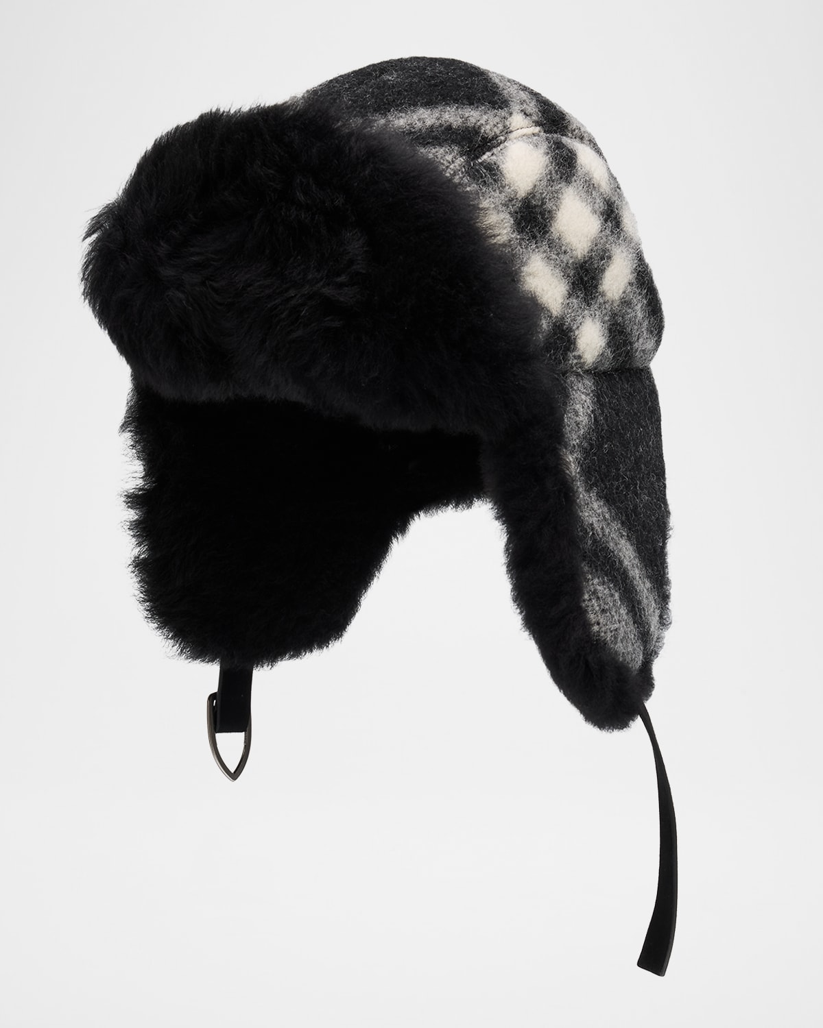 Burberry Check Wool & Shearling Trapper Hat