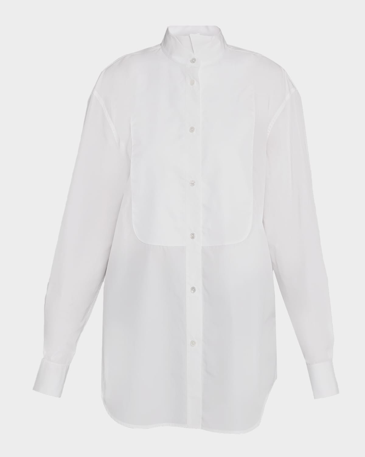 THE ROW Erelisse Bib Cotton Poplin Tuxedo Shirt