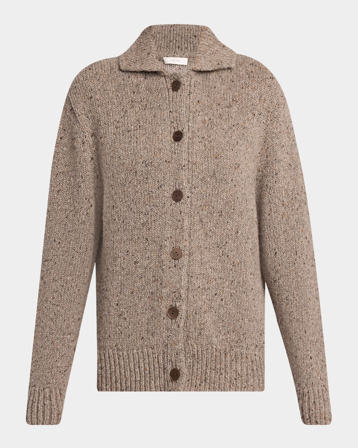 The Row Mauri Cashmere Collared Cardigan In Brown