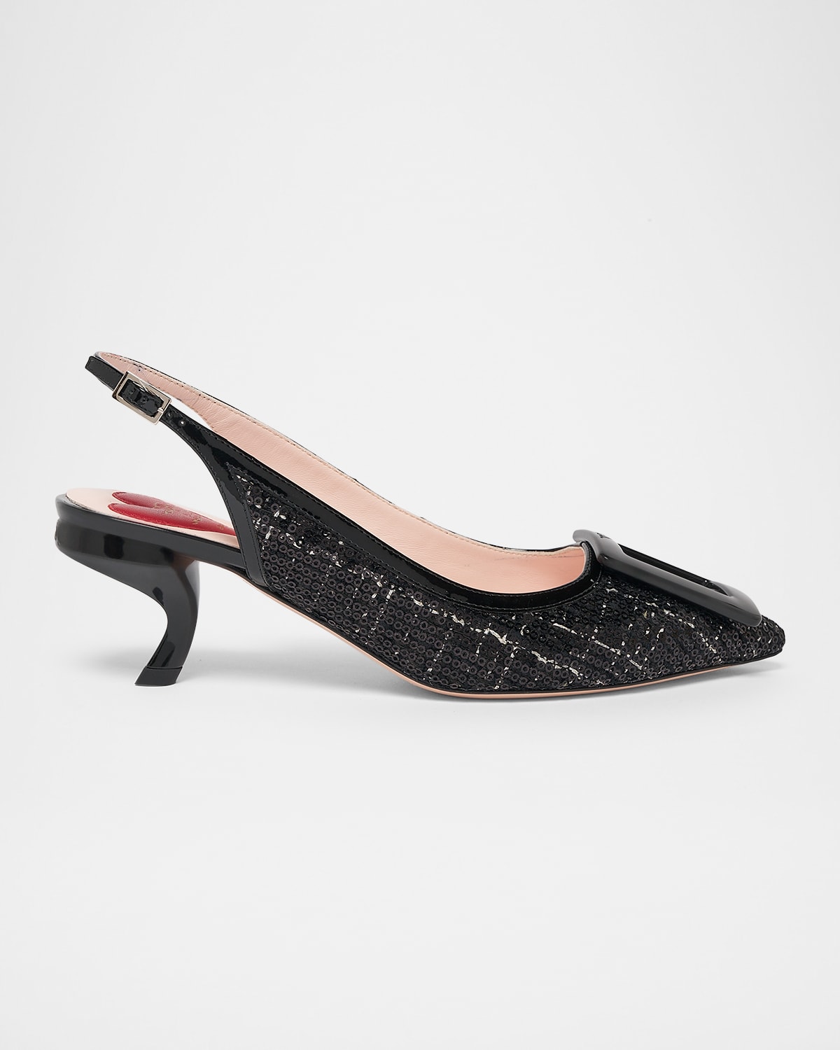 Roger Vivier 55mm Virgule Bordo Sequined Tweed Slingback Pumps