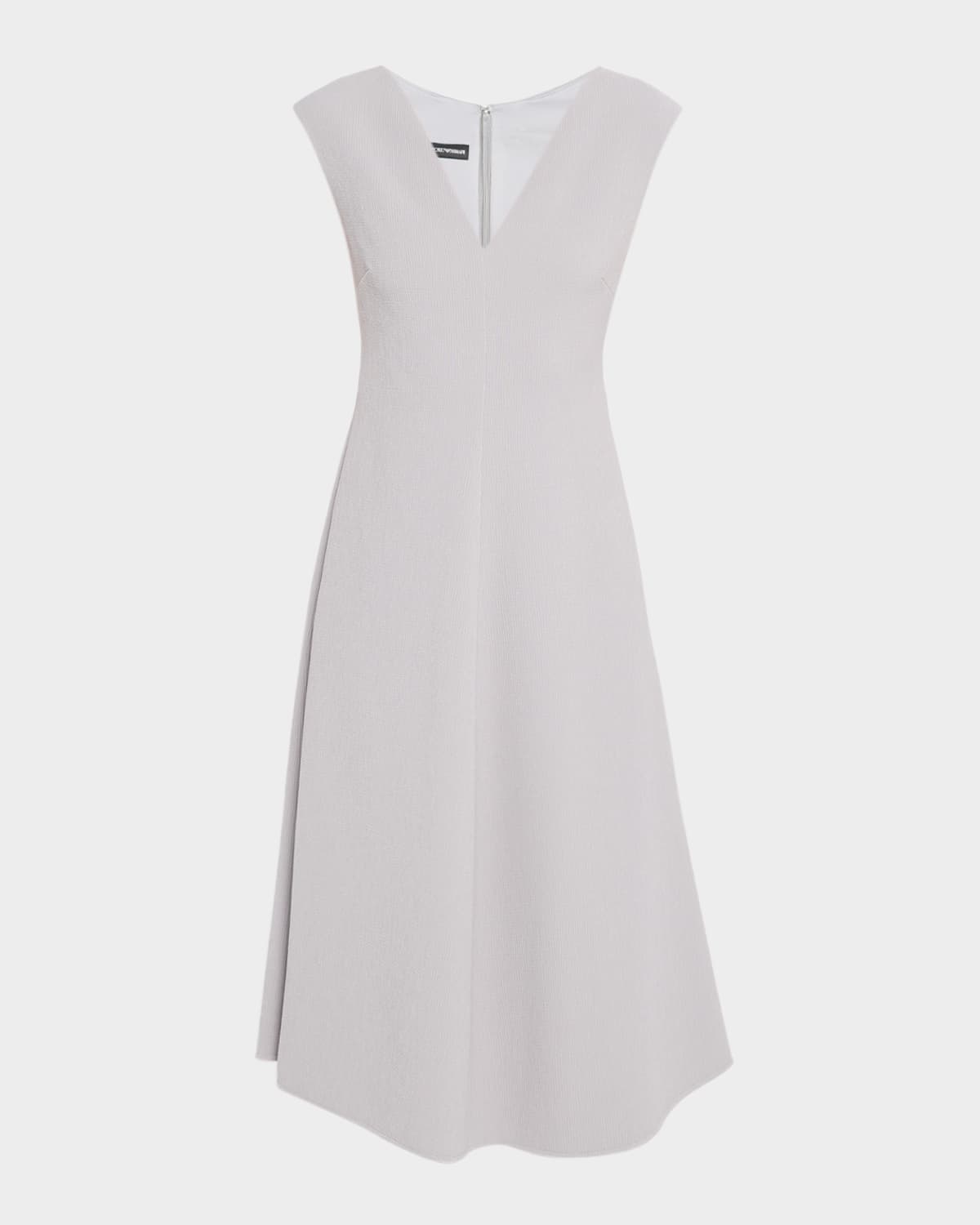 Emporio Armani Sleeveless Textured V-Neck Midi Dress