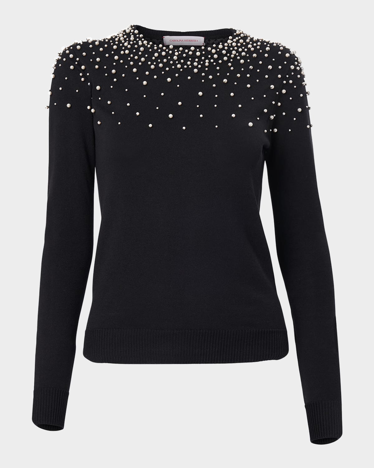 Carolina Herrera Pearly Collar Silk-cotton Sweater In Multi