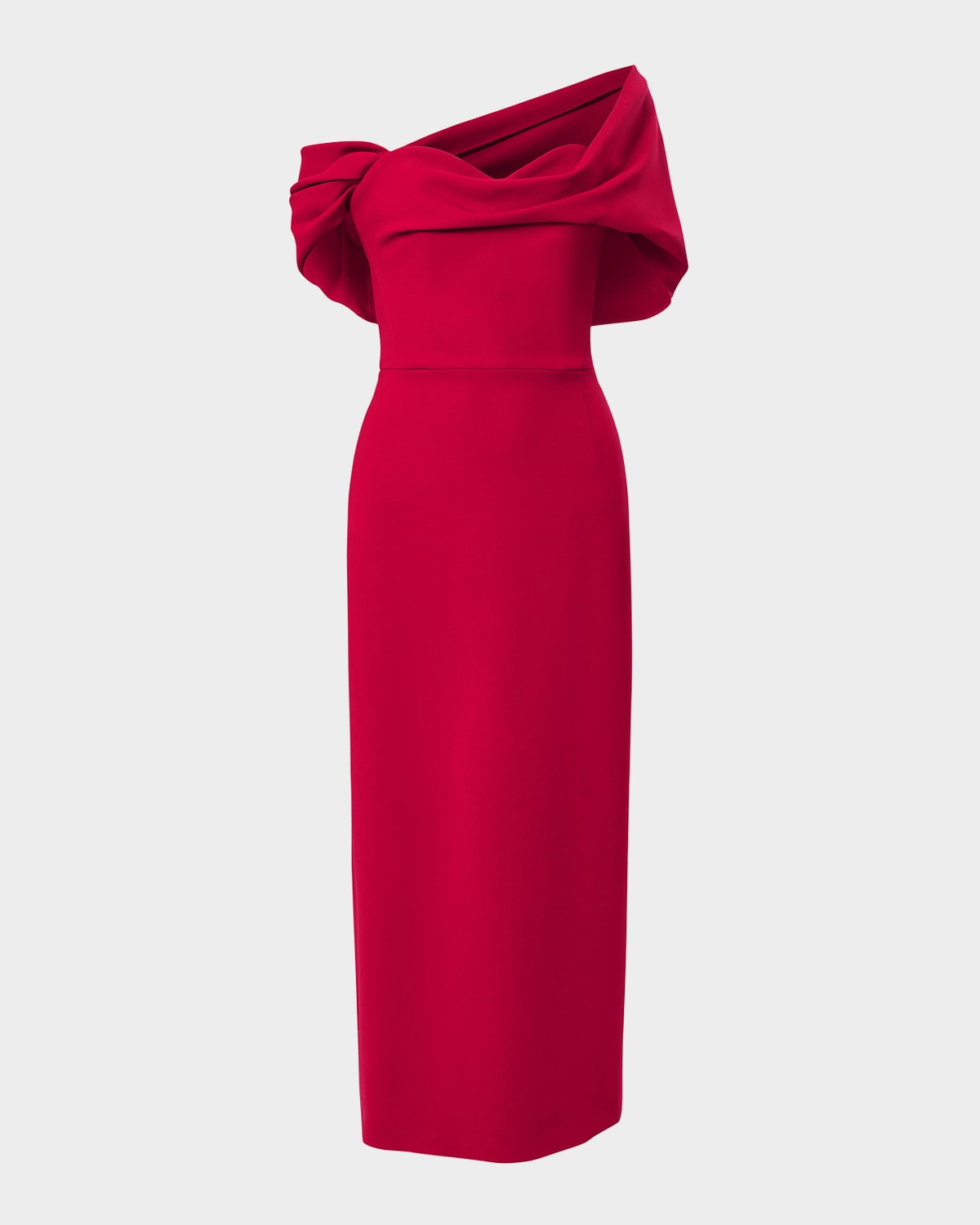 Carolina Herrera Draped Off-the-shoulder Midi Dress In Burgundy