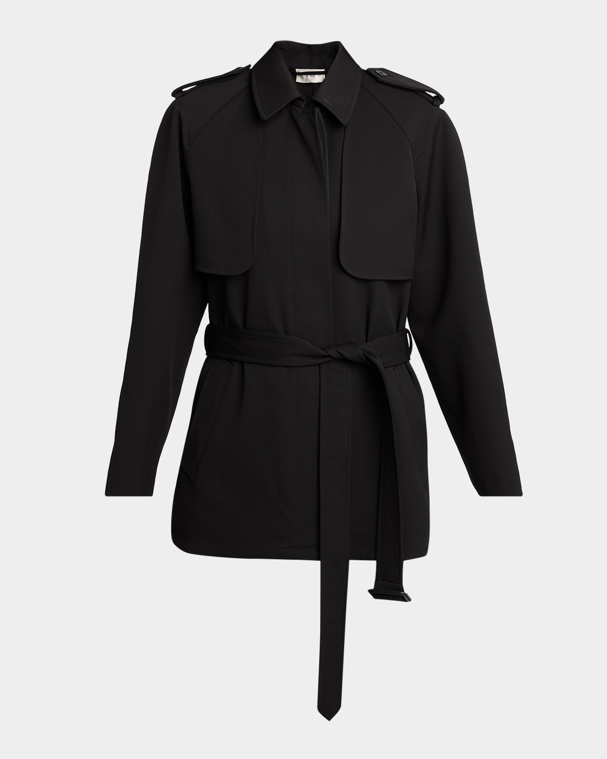 The Row Usuaia Trench Coat Belted Waist Design In Black