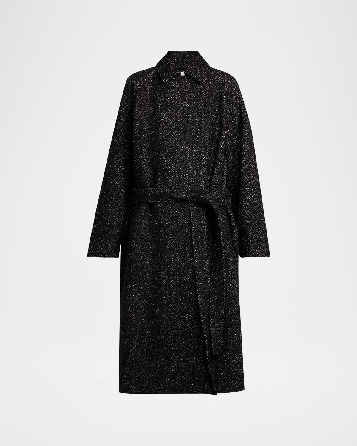 The Row Macaria Belted Wool Oversized Coat In Black
