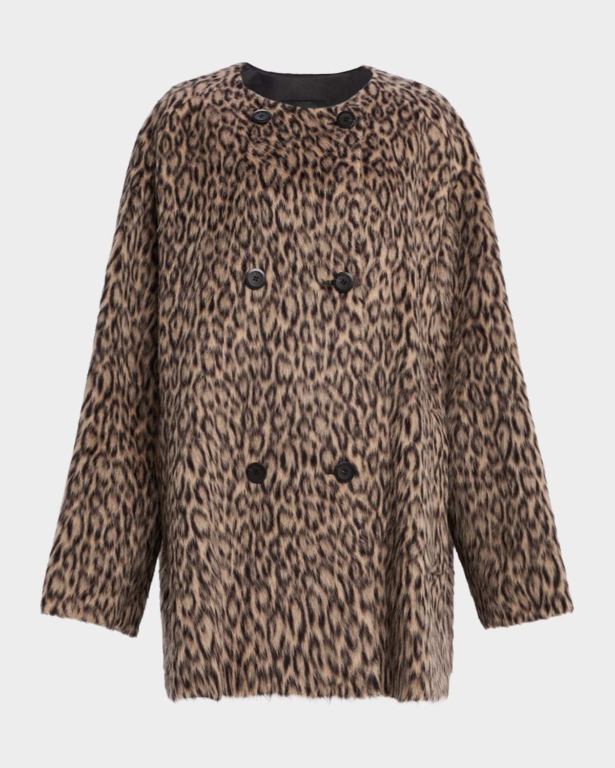 Emporio Armani Fuzzy Leopard-print Peacoat In Multi