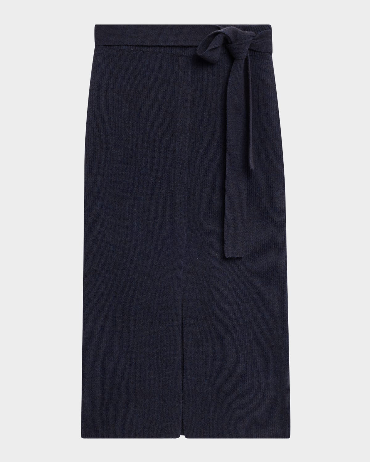 Emporio Armani Long Wool Belted Midi Skirt In Blue