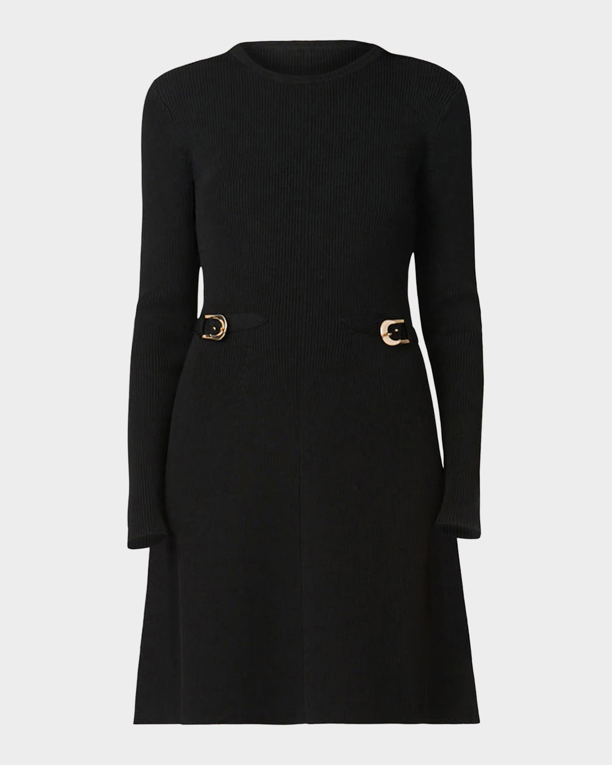 Shoshanna Janice A-line Rib Knit Mini Dress In Black