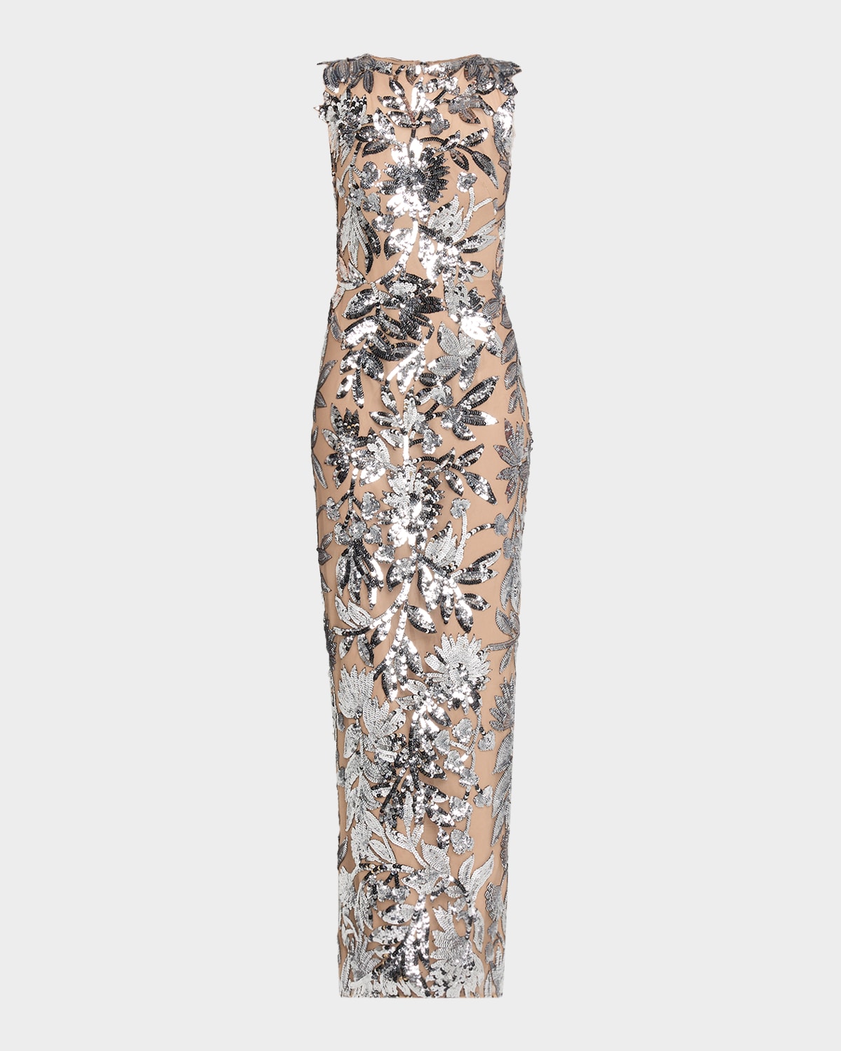 Bronx And Banco Violet Silver Sequin Maxi Dress In Brown