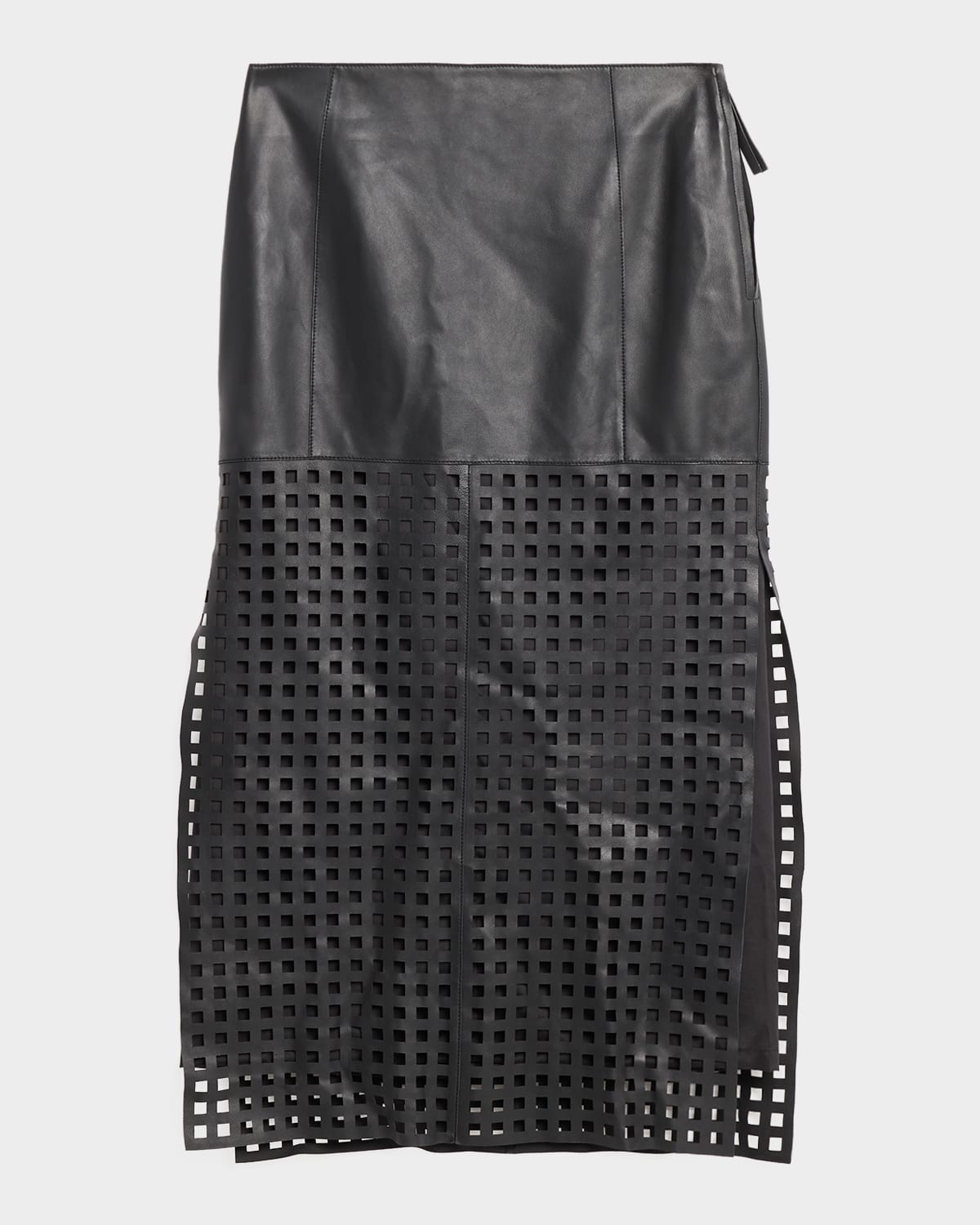 Emporio Armani Cutout Leather Midi Skirt
