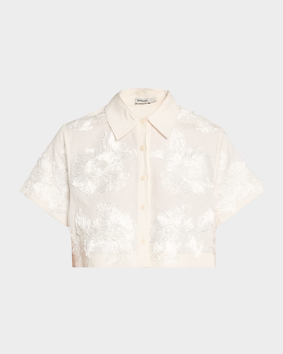 Simkhai Callie Floral Camp Shirt In White