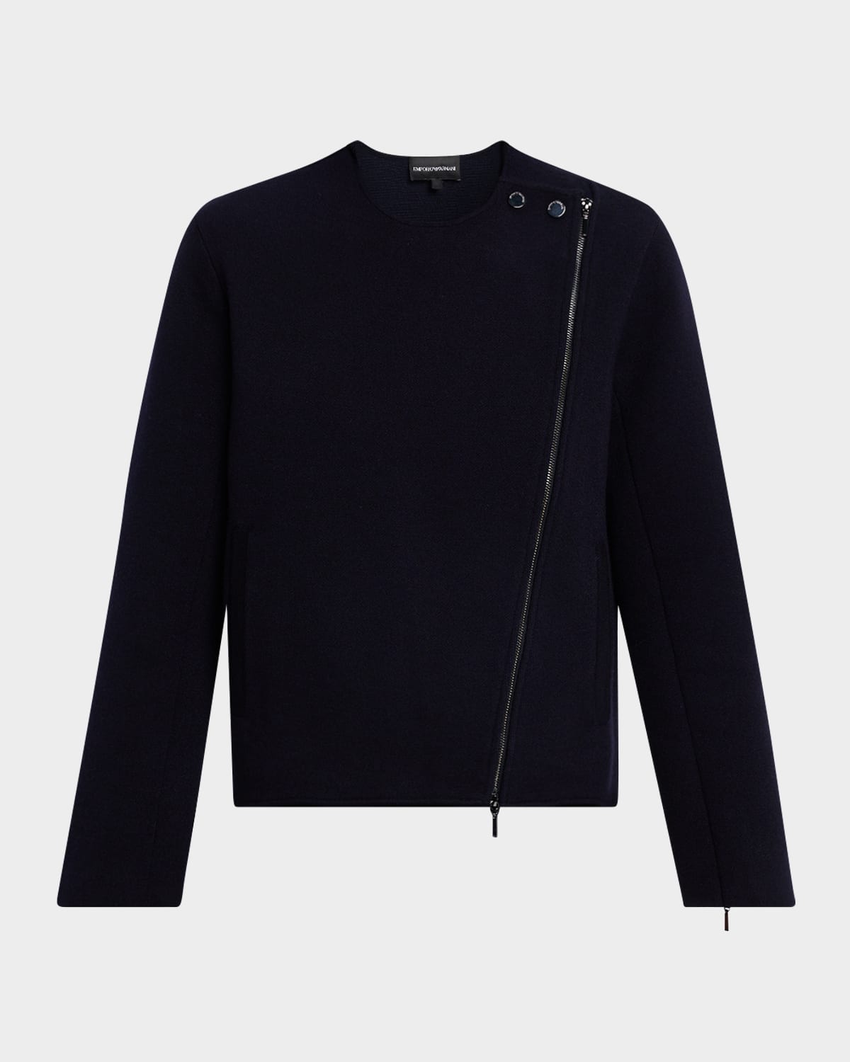 Emporio Armani Turtleneck Blouson Wool Jacket In Black