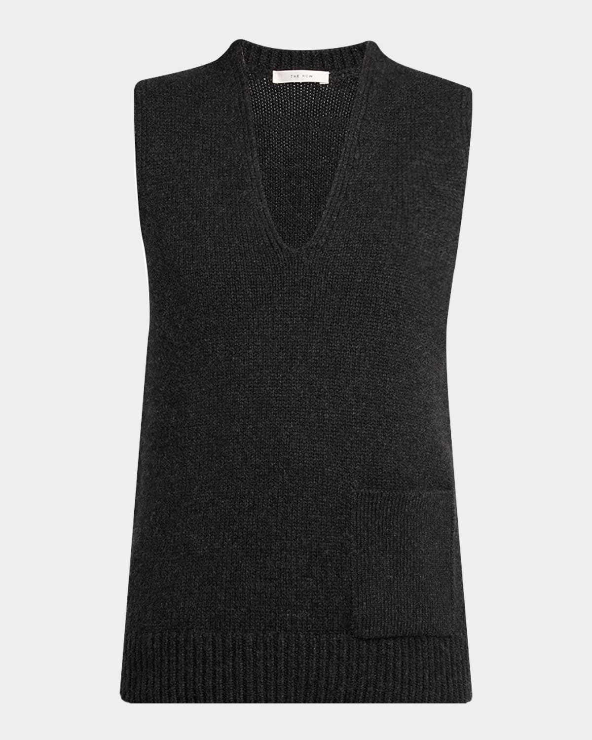 The Row Marte V-neck Cashmere Sweater Vest In Black