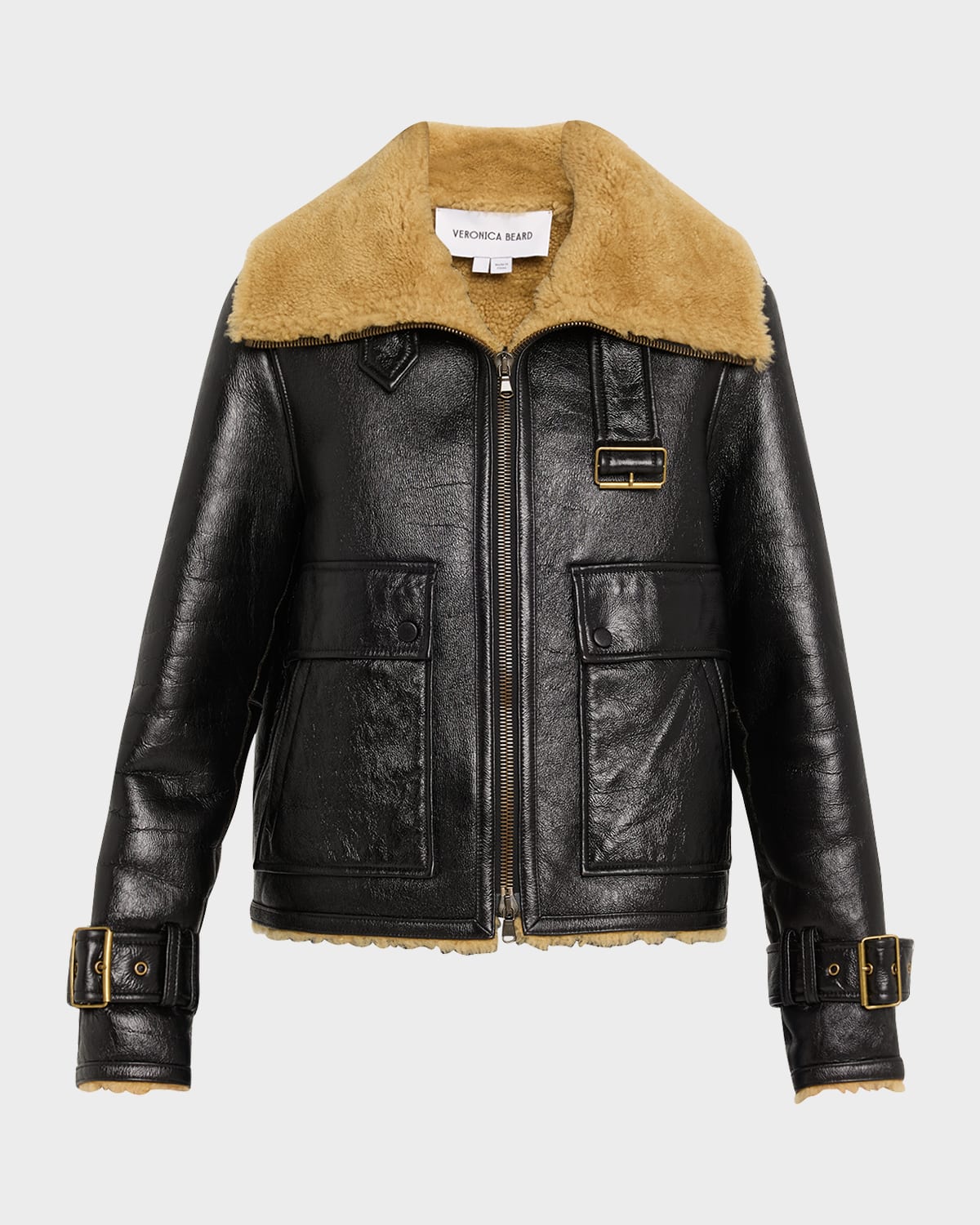 Veronica Beard Danika Genuine Shearling Jacket In Black