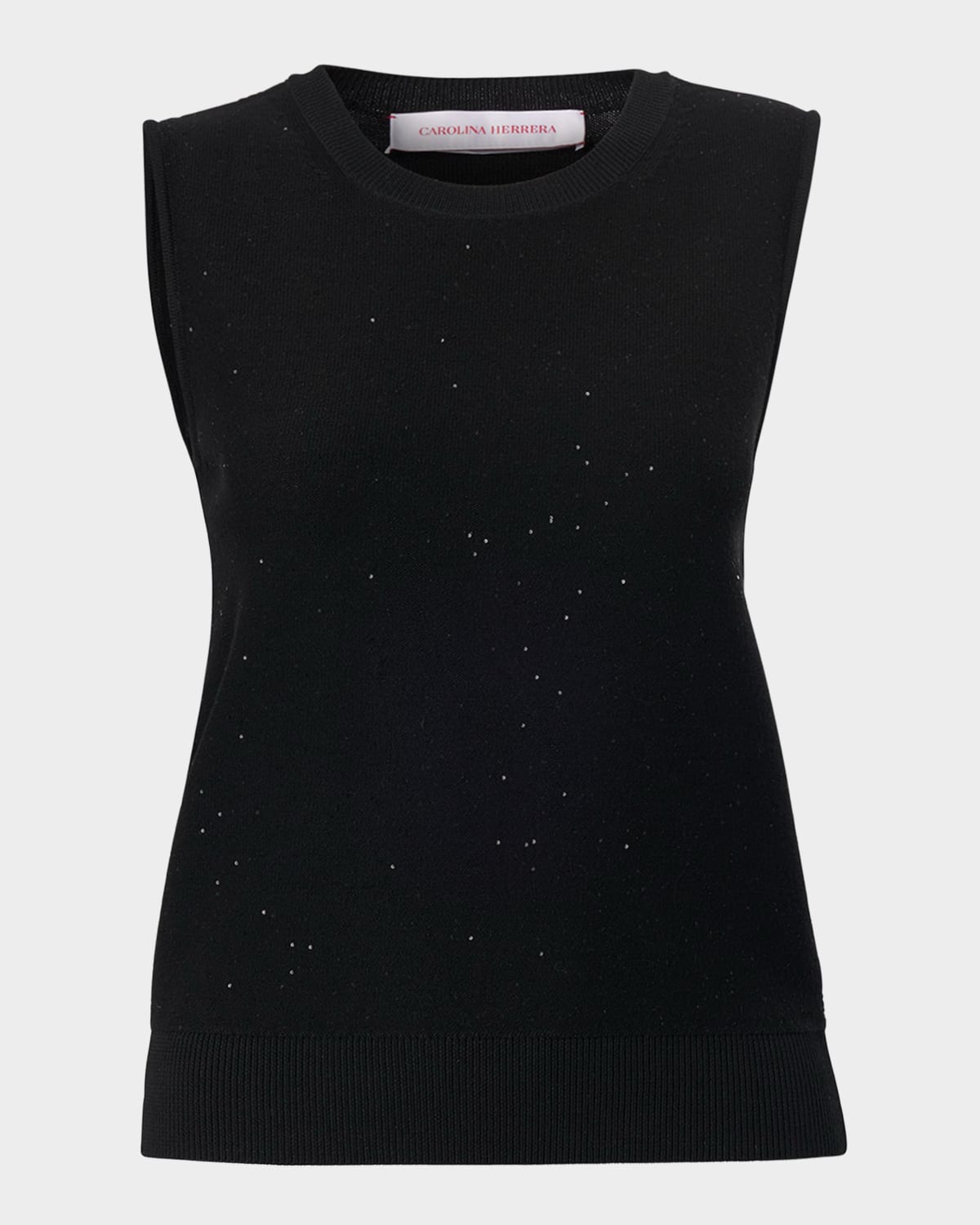Carolina Herrera Wool Blend Sleeveless Crewneck Tank In Black