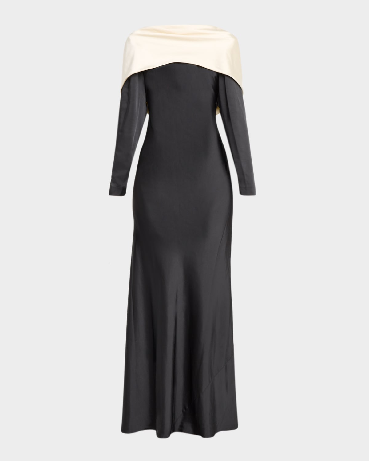 Et Ochs Allegra Draped Low-back Charmeuse Gown In Black