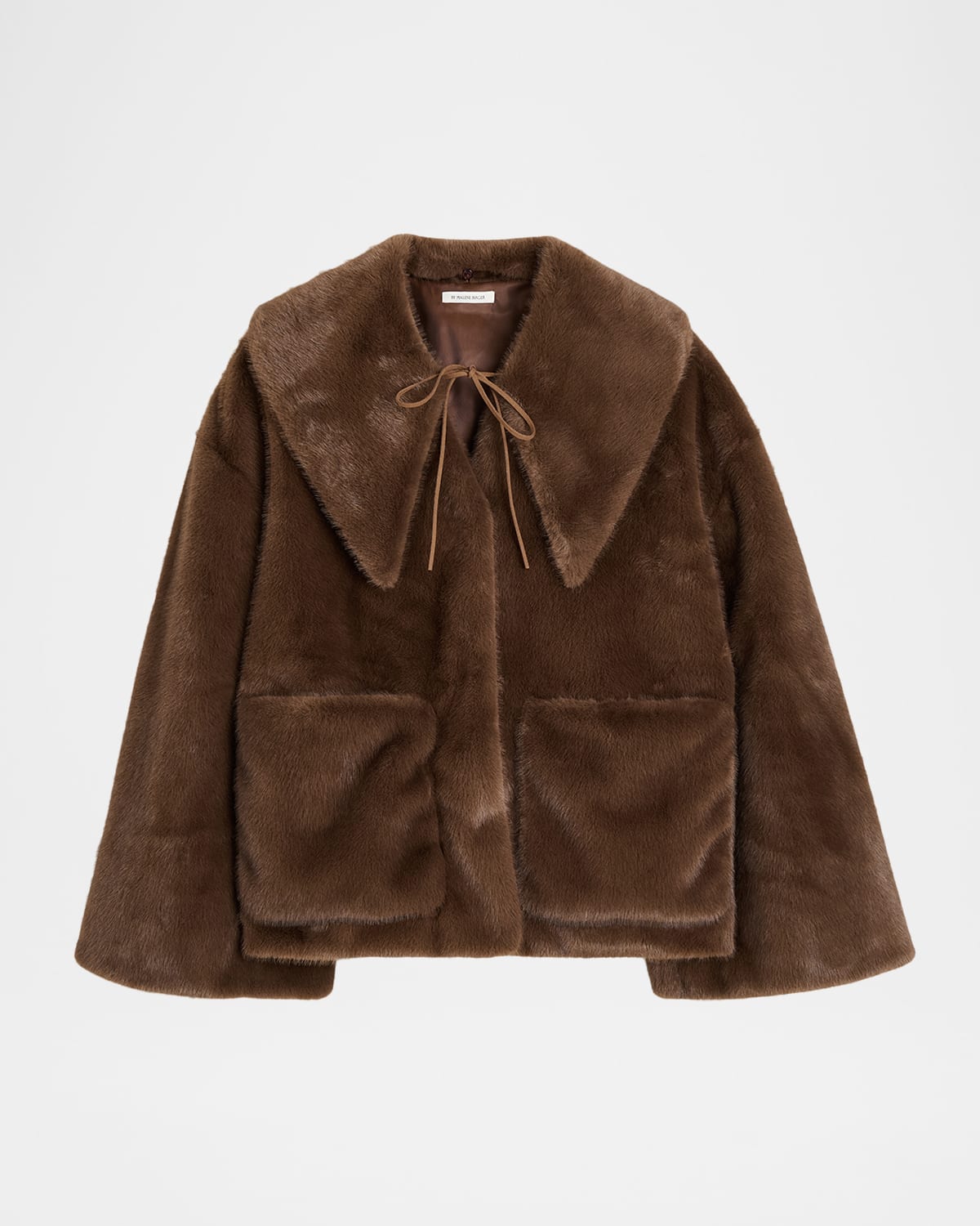 By Malene Birger Jacquie Faux Fur Coat With Detachable Collar In Brown