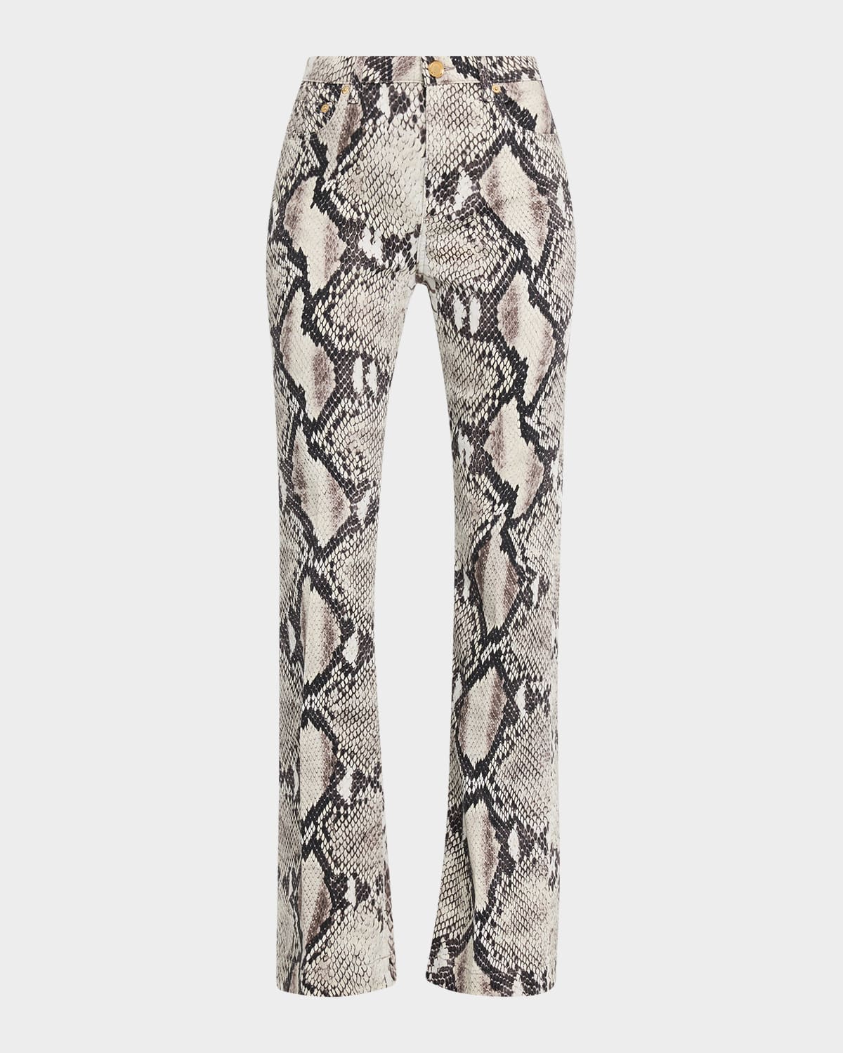 Roberto Cavalli Python Printed Bootcut-leg Jeans In Animal Print