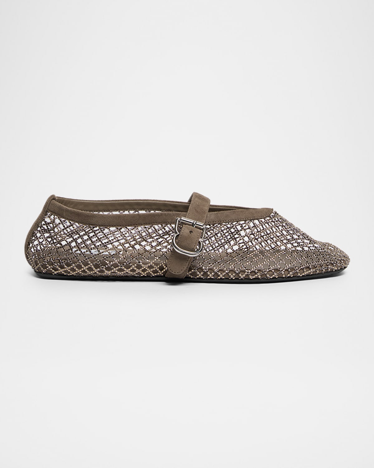 Alaïa Crystal Mesh Ballet Flats In Gray