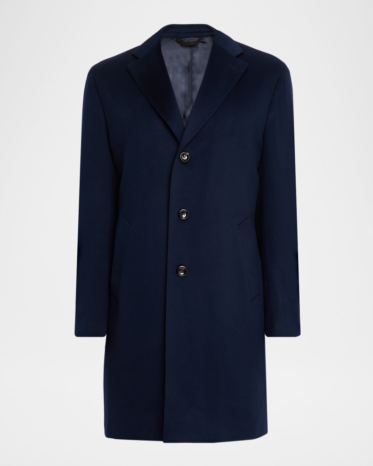 Neiman Marcus Men's Cashmere Single-breasted Overcoat In Blue