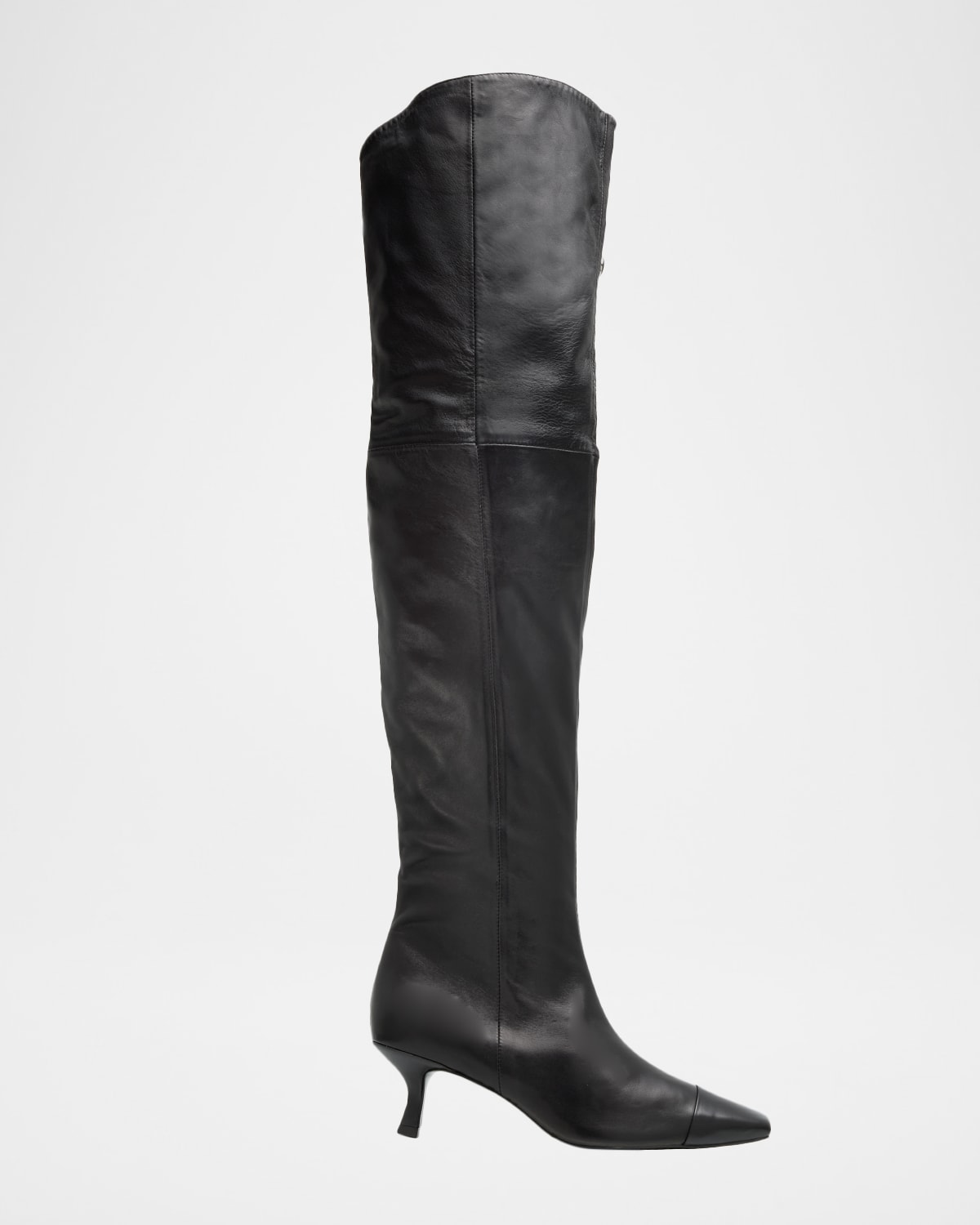 Cult Gaia Silas Cap-toe Leather Over-the-knee Boots In Black