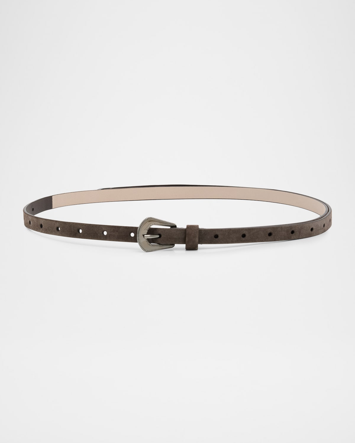 Brunello Cucinelli Suede Carved Leather Belt In Brown