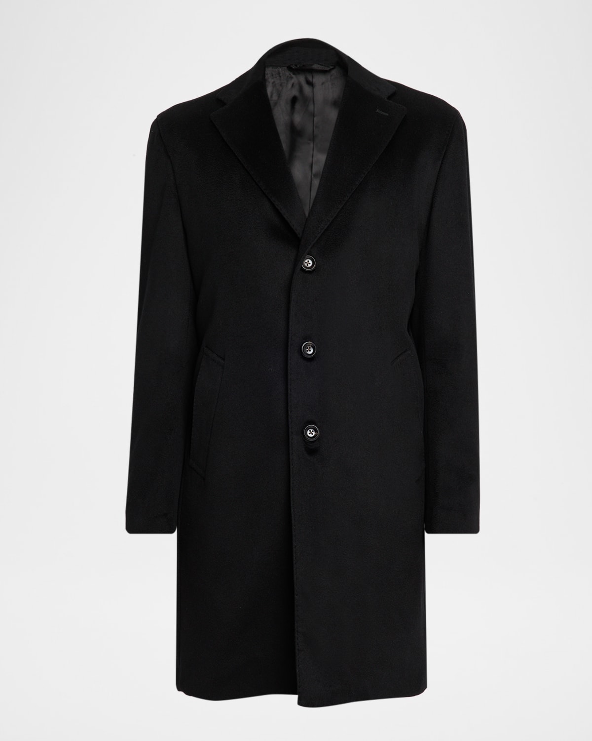Neiman Marcus Men's Cashmere Single-breasted Overcoat In Black