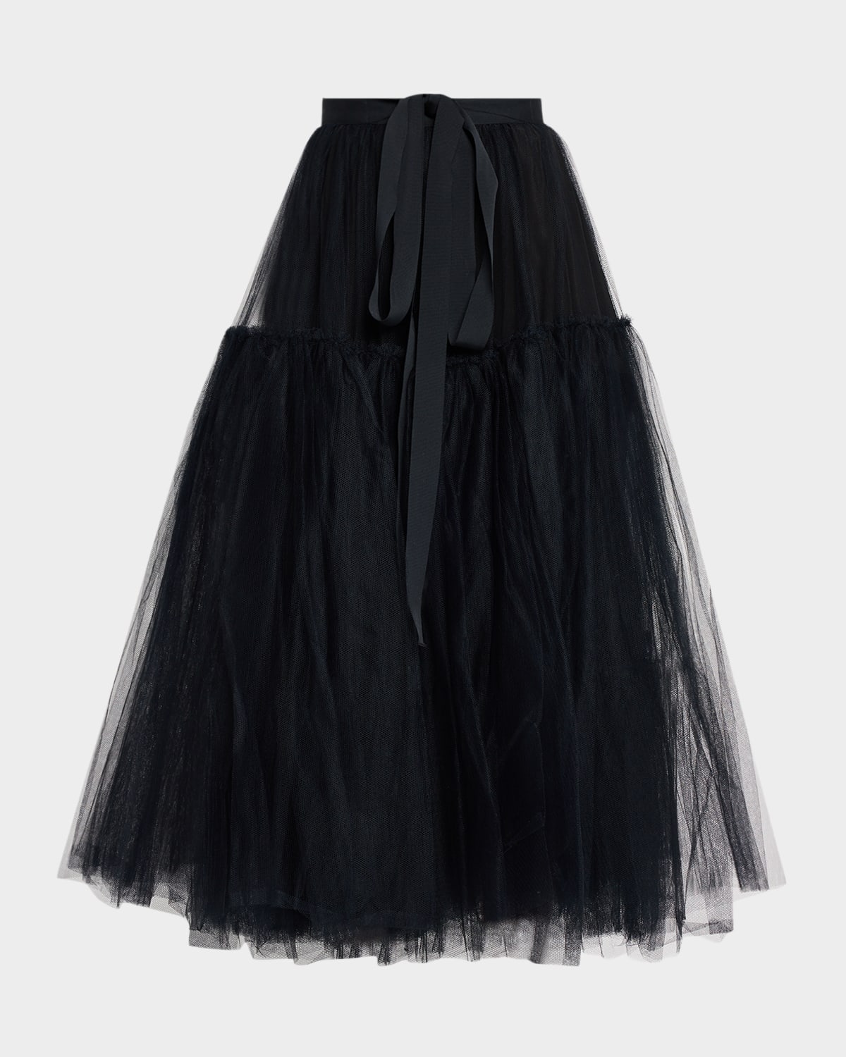 Erdem Tulle Full Midi Skirt In Black