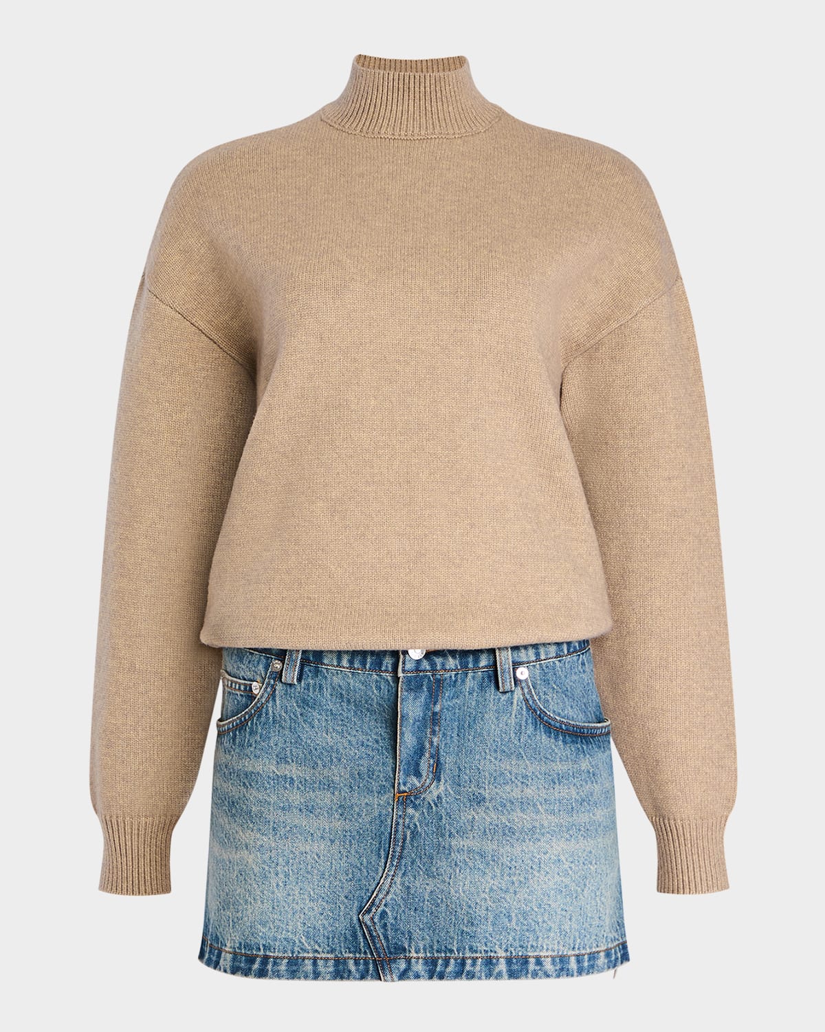 Ser.o.ya Farrah Mixed Media Mini Dress In Neutral