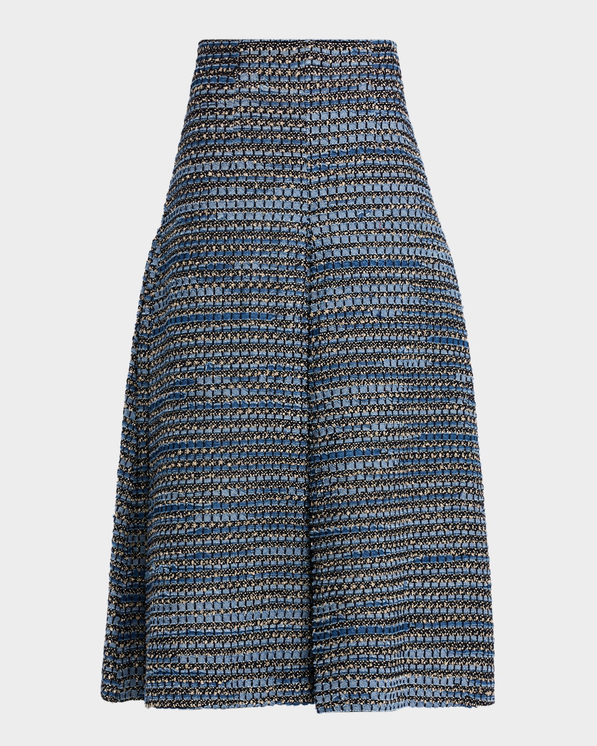 Sergio Hudson Box Pleat Denim Jacquard A-line Midi Skirt In Animal Print