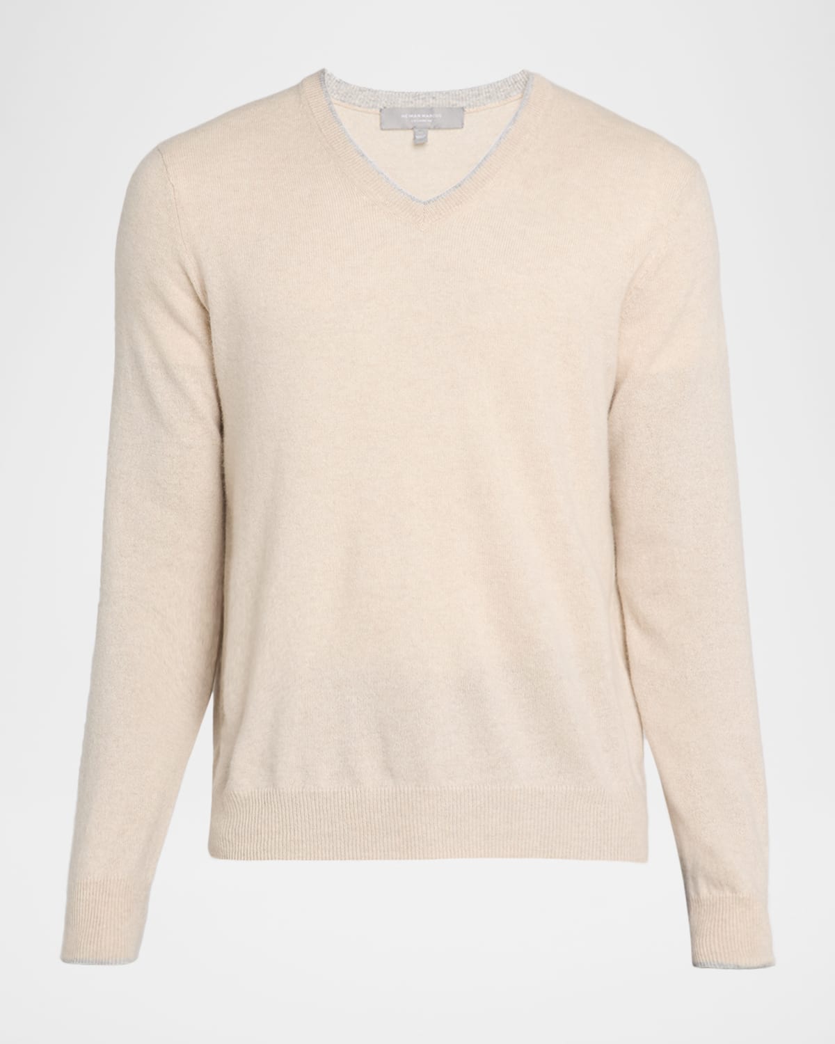Neiman Marcus Men 's Tipped Cashmere Knit V-Neck Sweater
