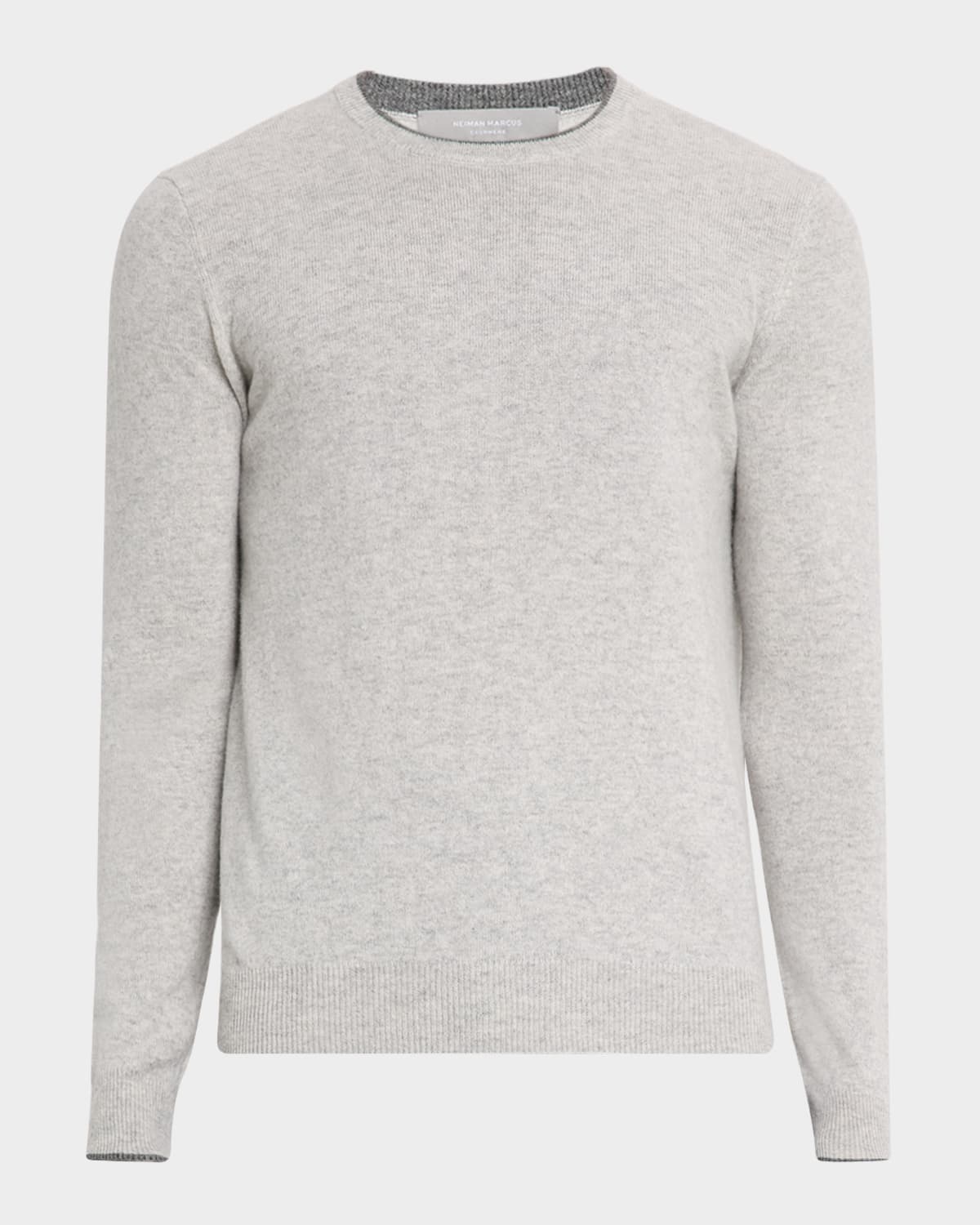 Sofia Cashmere Men's Cashmere Tipped Crewneck Sweater In Brown