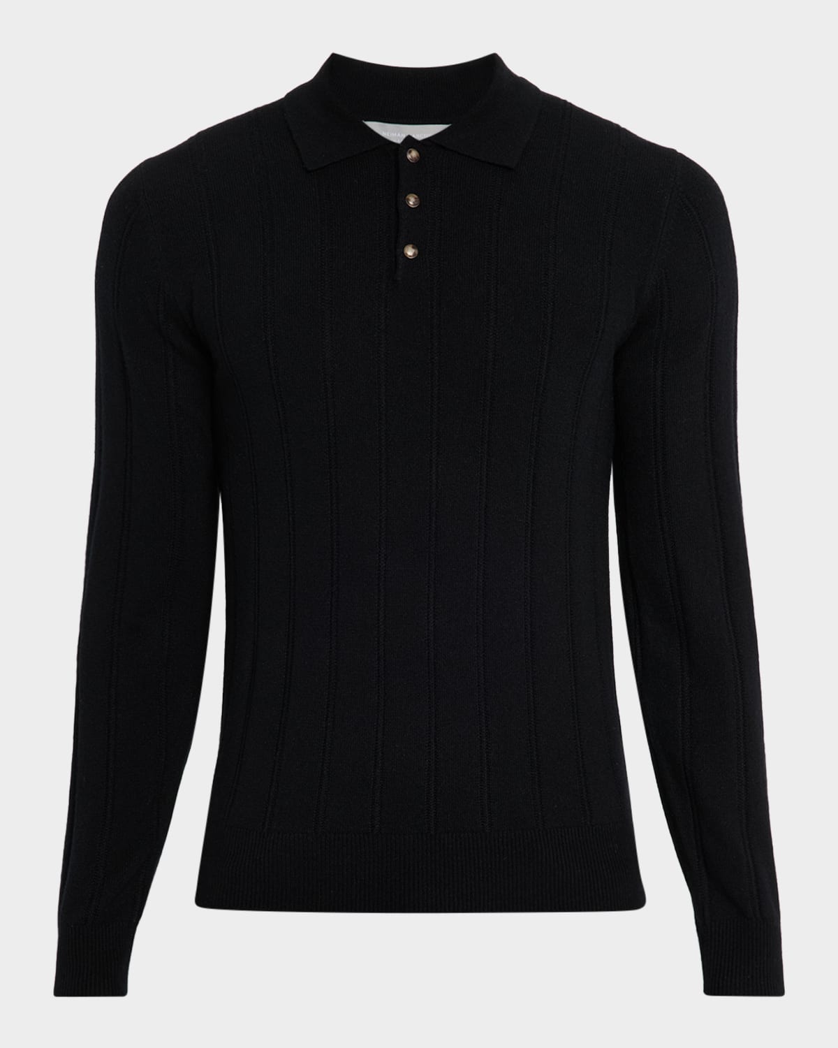 Sofia Cashmere Men's Cashmere Rib-knit Polo Sweater In Black